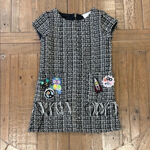 Hanna banana Sara Sara tweed drop waist patch dress girls size 5